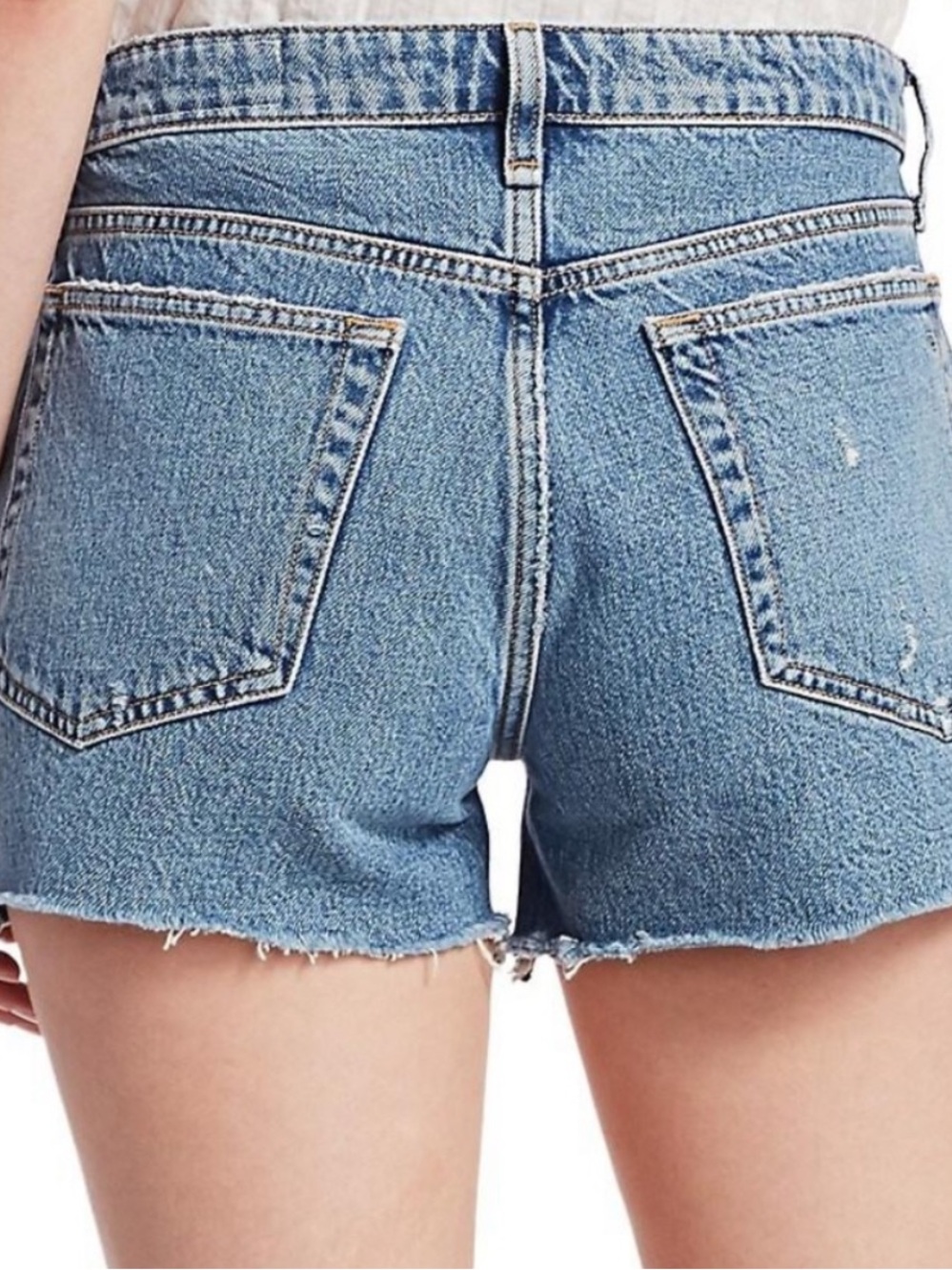 RAG & BONE WOMEN’S DRE LOW-RISE DENIM SHORTS BUTTON FLY MISHA DESTRUCTED BLUE 29